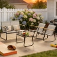 thumbnail image 1 of Lofka 4-Piece Outdoor Patio Furniture Set, Rocking Chairs & Loveseat Conversation Set with Tempered Glass Coffee Table, All Weather Textilene for Patio Porch, Gray, 1 of 11