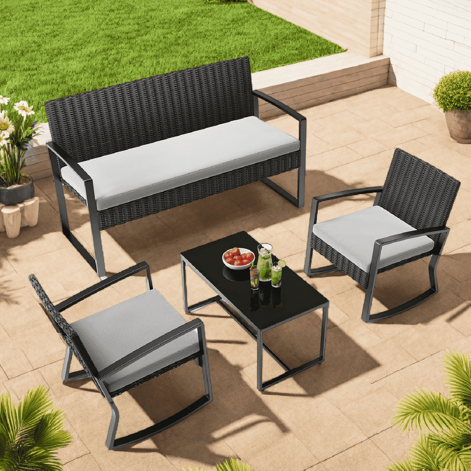 Lofka 4 Pieces Patio Furniture Set Outdoor Sectional Furniture Set