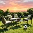thumbnail image 1 of Lofka Patio Furniture Set, 4-Piece Outdoor Sectional Furniture Set with Coffee Table for Conversation & Dining, Gray Rattan, 1 of 12