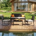 thumbnail image 1 of Patio Furniture Set, Lofka 4 Pieces Outdoor Conversation Set with Rattan Wicker Rocking Chairs, Removable Cushions & Glass Table, Gray, 1 of 10