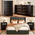 thumbnail image 1 of Lofka 5-Piece Modern Bedroom Furniture Set-Full Bed Frame , 2 Nightstands with Charging Station & LED Lights, 5-Drawer Dresser & 6-Drawer Chest, Black, 1 of 10