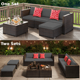 thumbnail image 1 of Outdoor Furniture Set, Lofka Patio Sectional Furniture Set with Rattan Wicker Sofa and Tempered Glass Table, Seating for 4, Gray Cushion, 1 of 9