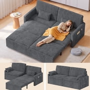 78W 6 in 1 Convertible Sofa Bed, Lofka Big Corduroy Sleeper Pull Out Couch with 23.6 Extra Deep Seat, 600 lbs Heavy Duty Metal Frame, Dark Gray