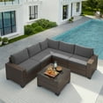 thumbnail image 1 of Lofka 6-Piece Outdoor Furniture Set, All-Weather Patio Set with PE Wicker, Stainless Steel Frame and Coffee Table for Garden & Poolside, Gray, 1 of 9