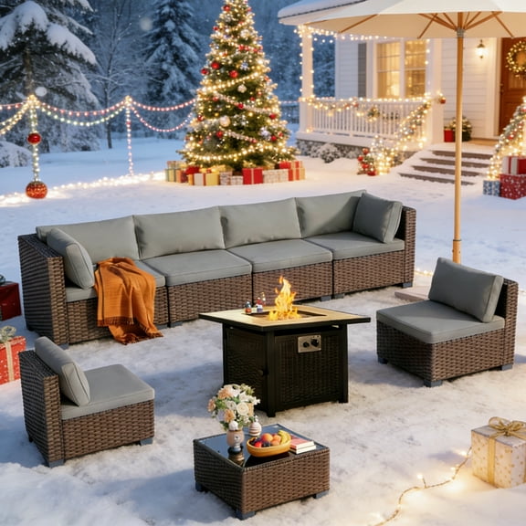 Patio Furniture Set, Lofka  Patio Set for Deck, Gray