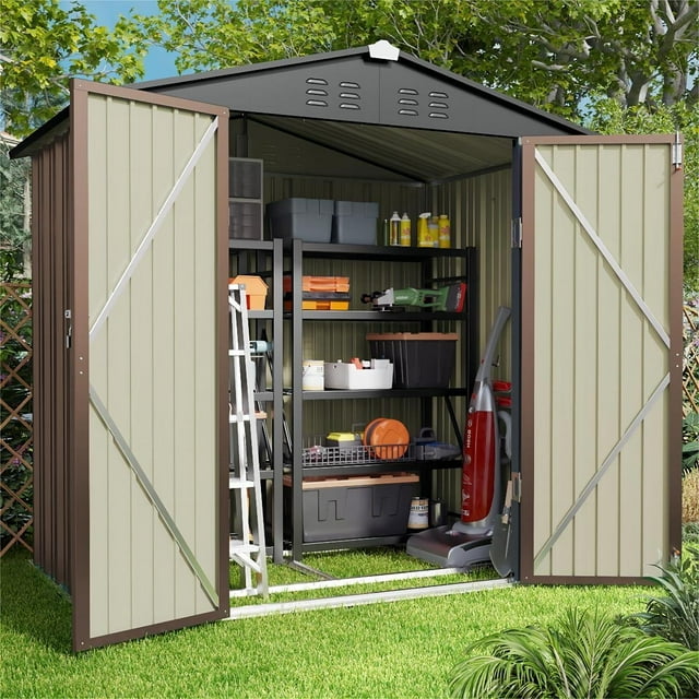 Lofka 6 x 4 FT Outdoor Metal Storage Garden Shed with Double Lockable Doors