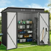 Lofka 6' x 4' Outdoor Storage Shed, Garden Metal Shed with Base Frame for Backyard, Patio, Lawn, Gray