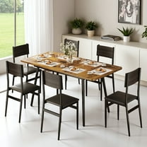 Dining Table Set for 6,Lofka 63"  Extendable Kitchen Table Set with 6 Back Chairs, Juego De Comedor 6 Sillas Table Set for Kitchen Furniture,Dining room,Apartment,Villa