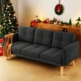 thumbnail image 1 of Lofka 68"L Modern Sofa and Couch with 3 Soft Pillows and Side Storage Pocket for Living Room, Bedroom, Apartment, Dark Gray, 1 of 8