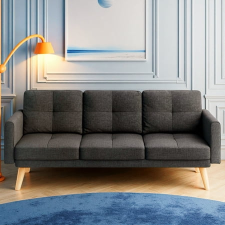Lofka 68" Sofa,Modern Fabric Couch with 3 Seater and Soft Armrests,Small Size Sofa for Small Space,Office,Home Extra Seating,Dark Gray