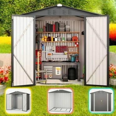 Lofka 6 x 4ft Shed and Outdoor Storage , Durable Metal Garden Shed for Outsides,Yard, Patio,Gray