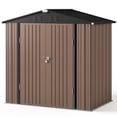 thumbnail image 1 of 6x4 FT Storage Shed, Tool Shed with Sloping Roof and Lockable Door with Doors, Brown, 1 of 8
