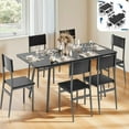thumbnail image 1 of Lofka 7-Piece Dining Table Set for 6 People, Extendable MDF Wood Kitchen Table with 6 Wooden Chairs, Black - Space Saving, 1 of 11