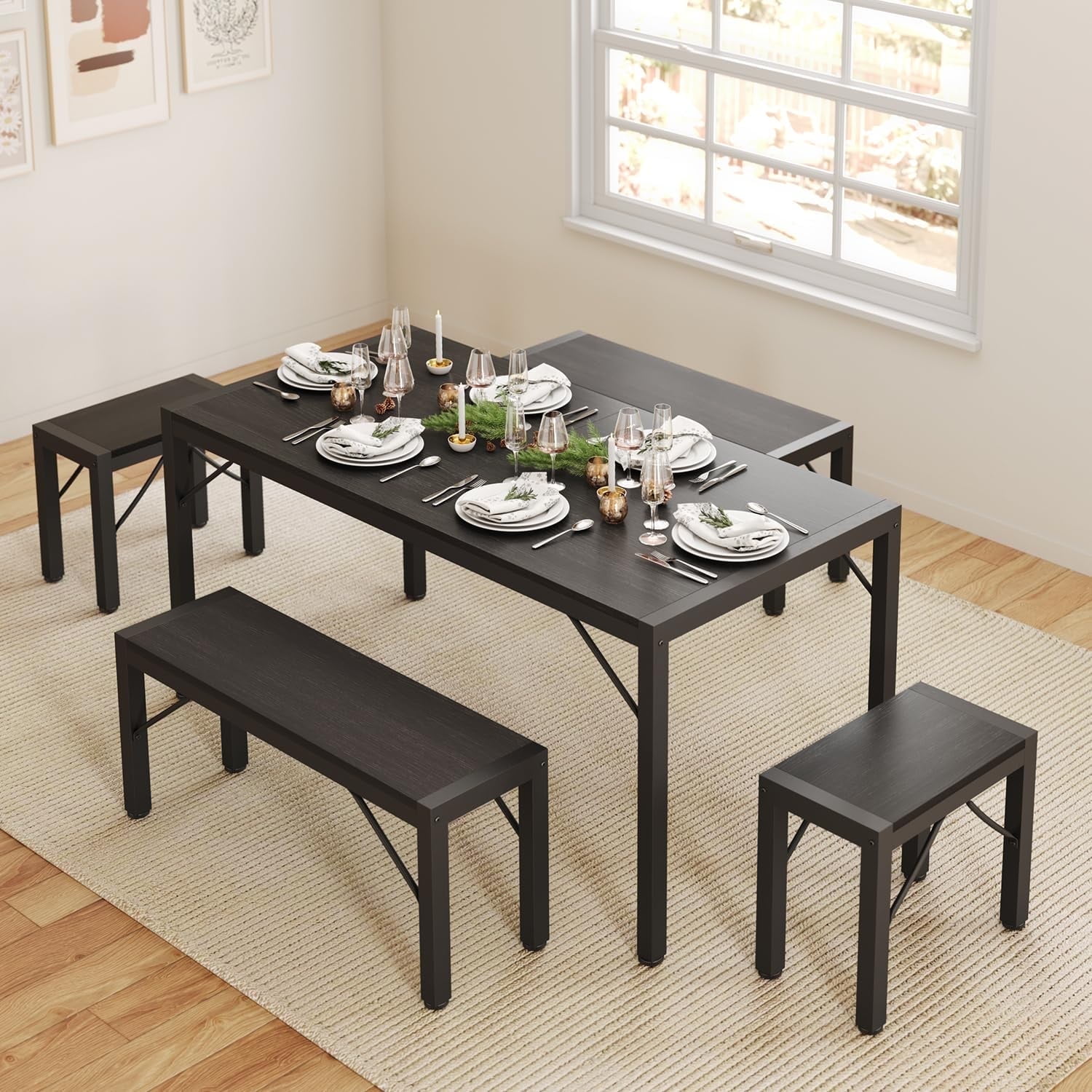Lofka Extendable Dining Table Set for 4-6, Ideal for Small Spaces ...