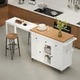 thumbnail image 1 of Lofka 79.06" Kitchen Island with Extendable Table for 2, Extendable Kitchen Island Cart on Wheels with Storage Cabinet & 2 Open Shelves, 3 Drawers, White, 1 of 6