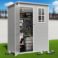 thumbnail image 1 of 5' x 3' Outdoor Storage Shed, Lofka Resin Outdoor Storage Cabinet with Double Lockable Doors, Waterproof Tool Shed, Gray, 1 of 9