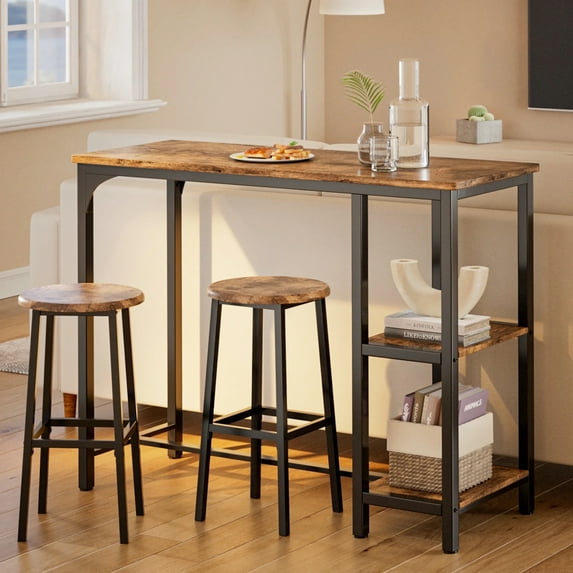 Lofka Bar Table Set for 2, Pub Dining Table Set for Dining room, Kitchen, Home Bar with 2 Stools 250lbs, Retro