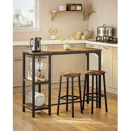 VEVOR 47 High Top Bar Table Set w 4 Stools Space Saving Dining Set Rustic Brown Walmart