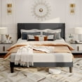 Lofka Queen Size Bed Frame with Upholstered Wingback Headboard, Noise