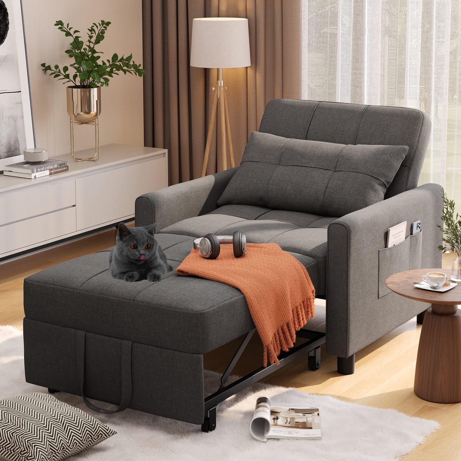 Lofka Chair Bed, Folding Sofa Bed 3 in 1 Single Sleeper Bed for Bedroom