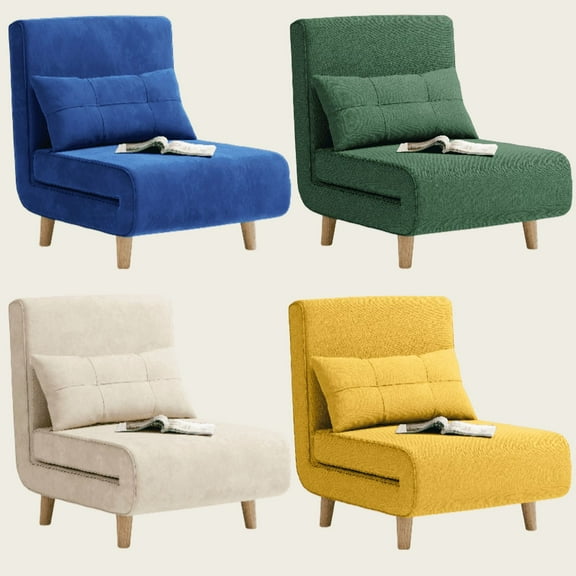 Lofka Chair, Convertible Reading Chair for Living Room|Bedroom|Apartment, Velvet Recliner Chair, Blue