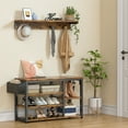 thumbnail image 1 of Lofka Coat Rack with Shoe Storage Bench, Entryway Hall Tree, Rustic Brown, 1 of 7