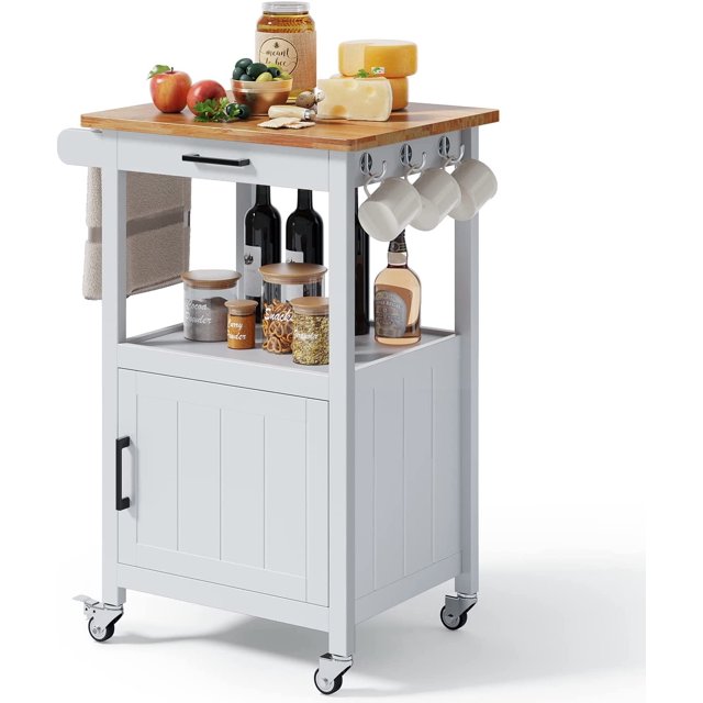 Lofka Coffee Cart Microwave Cart with Storage, Kitchen Cart with