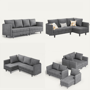 Lofka Convertible Couch and Sofa and L Shaped Sectional Sofa Bed for Living Room Gray