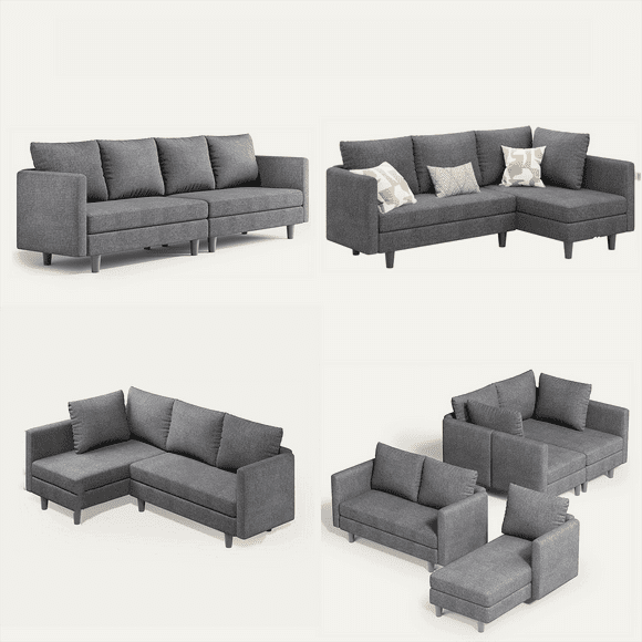 Lofka Convertible Couch and Sofa and L Shaped Sectional Sofa Bed for Living Room Gray