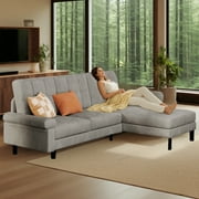 Lofka 82" L-Shaped Couches for Living Room, 3 Seat Convertible Sofa with Soft Velvet, Removable Pillows & Armrests, Thick 5.5" cushions, Dark Gray