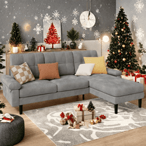 Lofka Convertible Sofa and Velvet L Shaped Sectional Couch Bed with 5" Thick Cushions for Living Room and Office Gray