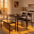 thumbnail image 1 of Dining Table Set for 4, Lofka Wooden Kitchen Table Set with Bench and 2 Chairs for Small Space | Dining Room, Black, 1 of 8