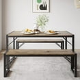 thumbnail image 1 of Lofka Dining Table Set for 4, Kitchen Table with 2 Benches, Grey, 1 of 10