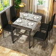 thumbnail image 1 of Lofka 5-Piece Modern Dining Table Set with Wooden Tabletop and 4 PU Leather Chairs for Small Spaces,Gray, 1 of 6