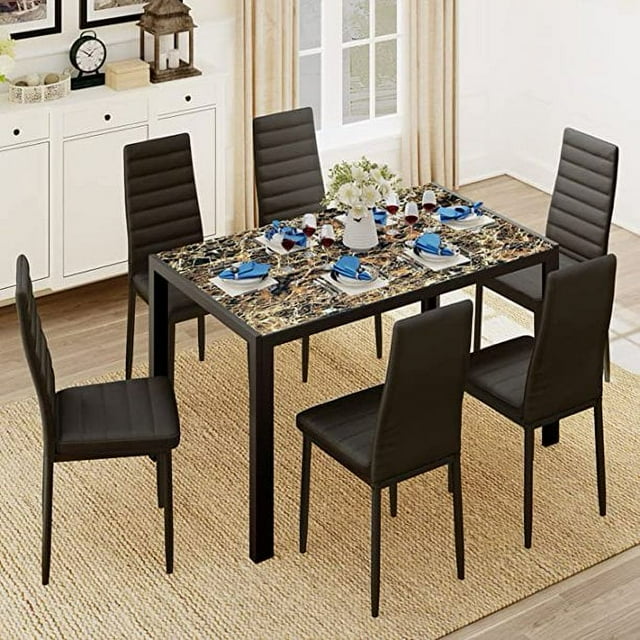 "Lofka Large Rectangular Dining Table Set for 6, 30"" Indoor Kitchen