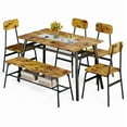 Lofka Dining Table Set for 6 People with 4 Back Chairs and Bench, 440