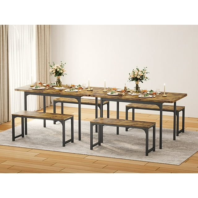 Lofka Extendable Dining Table Set for 4 to 6, Modern Kitchen Table for ...