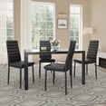 thumbnail image 1 of Lofka Glass Dining Table Set for 4, Dining Room Sets with 4 Back Support Chairs for Dinner, Black, 1 of 9
