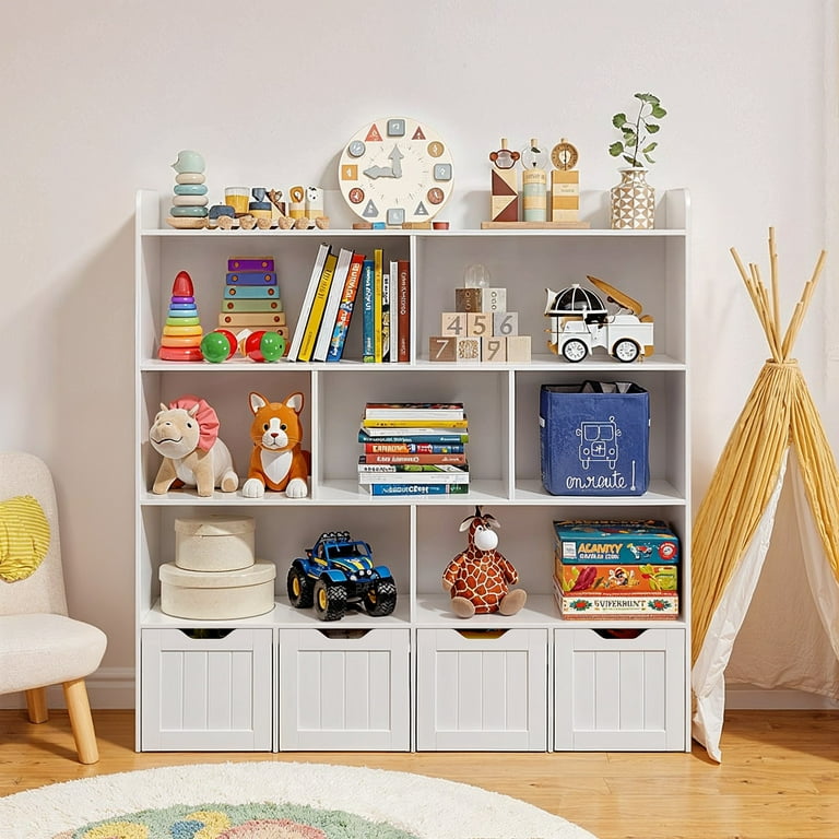 Lofka Kids Bookshelf and Toy Storage Organizer with7 Storage Cubes