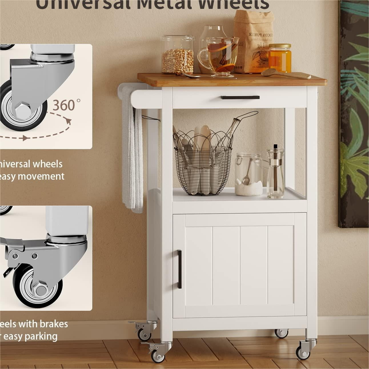 Lofka Portable Kitchen Island Cart with Drawers, Storage