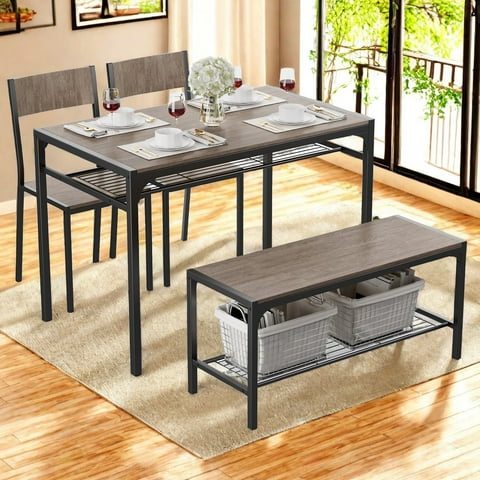 Lofka Kitchen Table and Chairs Set for 4, 43" Dining Room Table Set for Small Spaces and Breakfast Nook, Gray