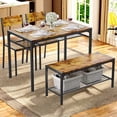 thumbnail image 1 of Lofka Retro Wooden Dining Table Set for 4 with Storage Bench Rack for Dining Room & Kitchen, 1 of 12