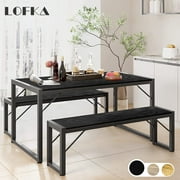 Lofka Kitchen Table and Chairs for 4 with 45.5" Modern Dining Table Set for 4, Dinette Set Black