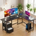 thumbnail image 1 of Home Office Desk, Lofka  66”Corner Desk with Power Outlets, Computer Desk with CPU Stand for Home Office Dorm, Sturdy, Black, 1 of 9