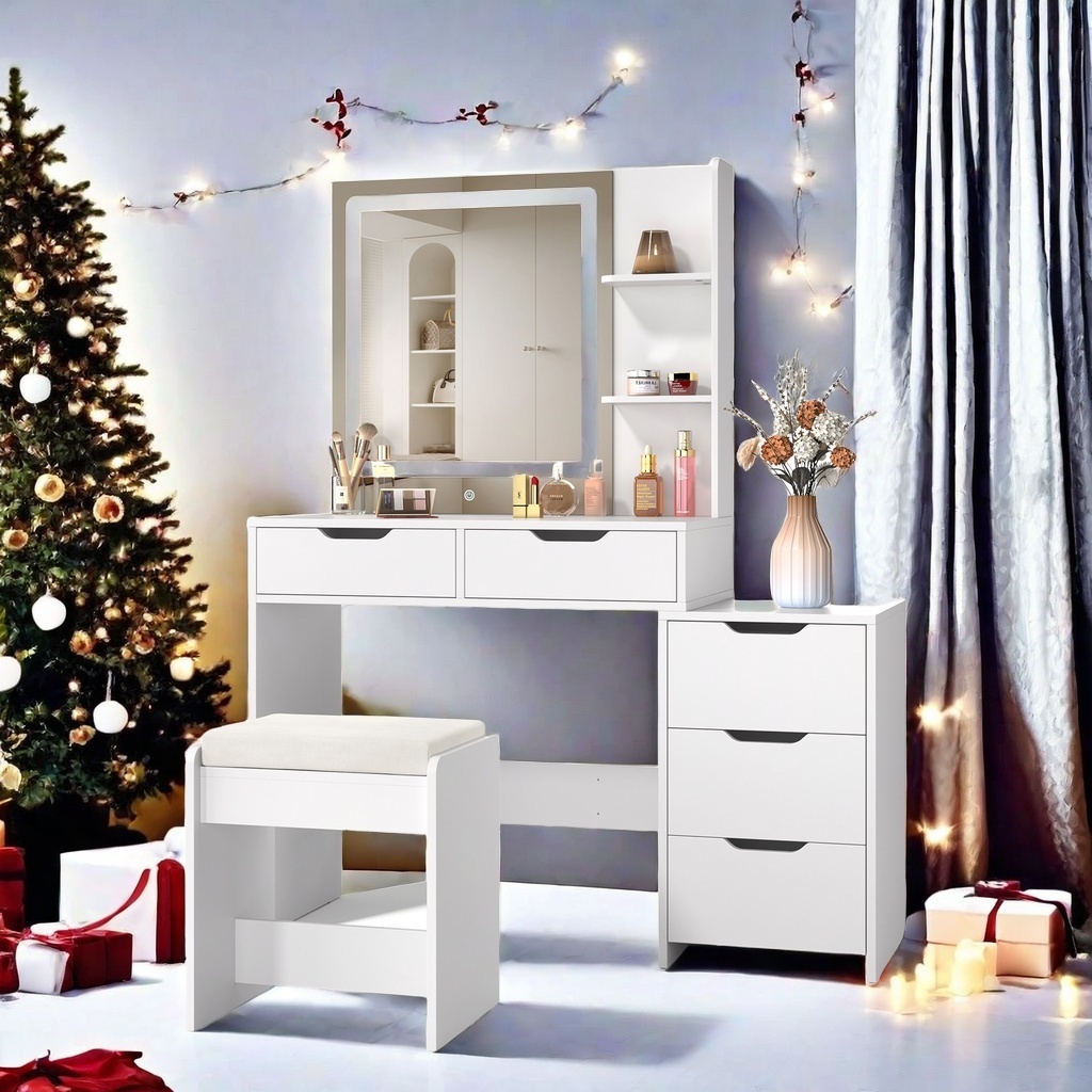 Lofka Makeup Vanity Desk with Mirror and Lights, 43.5" Vanity Table