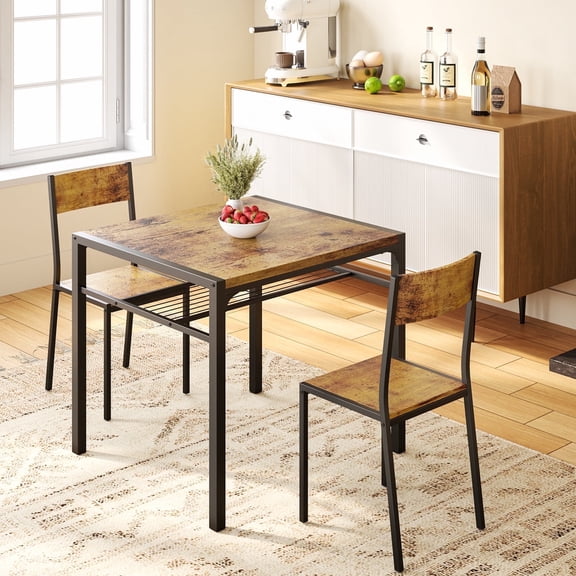 Lofka Modern Dining Room Table Set for 2 with Storage Shelf for Kitchen/Small Spaces, Retro