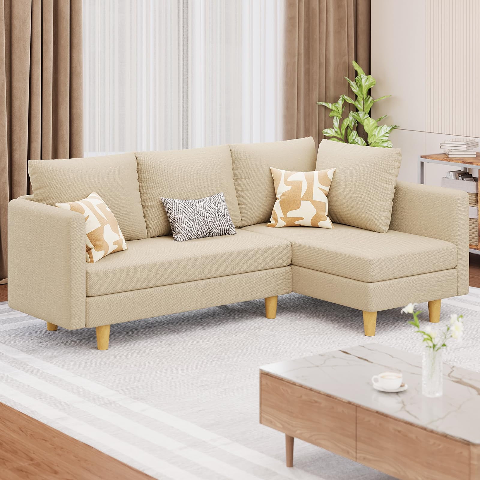 Lofka Sectional Couch, Convertible L Shaped Couches for Living Room, Upgraded Sofas with Soft Velvet for Small Spaces, Ligth Gray
