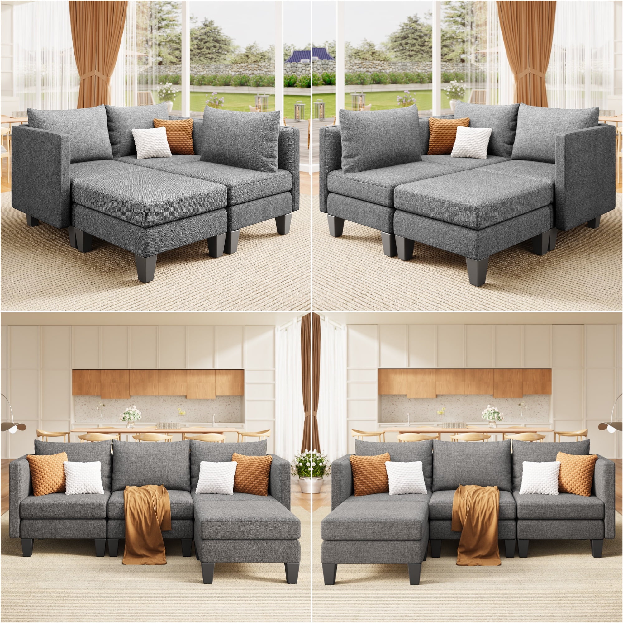 Lofka 68" Modern Sofa with Soft Cushion for Dorm Room, Office and Living Room, Dark Gray(Upgraded)