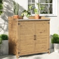 thumbnail image 1 of Lofka Outdoor Wooden Storage Cabinet with Potting Bench, Natural Wood Color, Weatherproof Garden Work Station, Patio Tool Shed for Backyard, 1 of 11