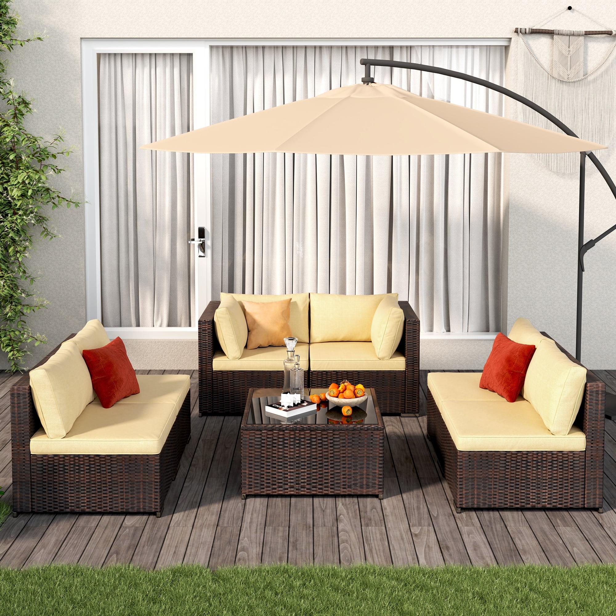 Lofka Outdoor Patio Furniture, 7Piece Patio Conversation Sets with